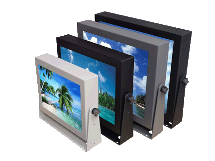 Industrial Flat Panel LCD Display Monitor 12.1" Beige, 
15.1" Black, 17.1" Gray,
& 19.1" Black, Metal Encased, Short "U" Mount