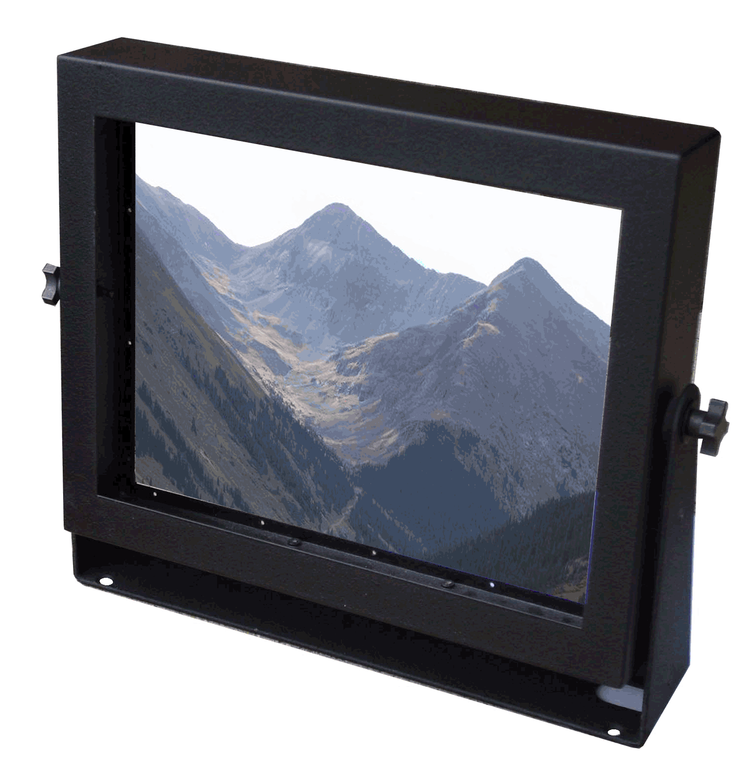 Industrial LCD Monitors 15.1" LCD in Enclosed Metal Cabinet Version Model Short U bracket front view