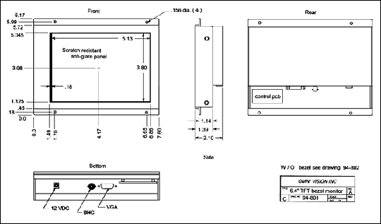 6.4 inch bezel lcd drawing