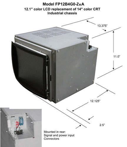 industrial lcd 12.1 inch replacement for 14 inch crt monitir drawing