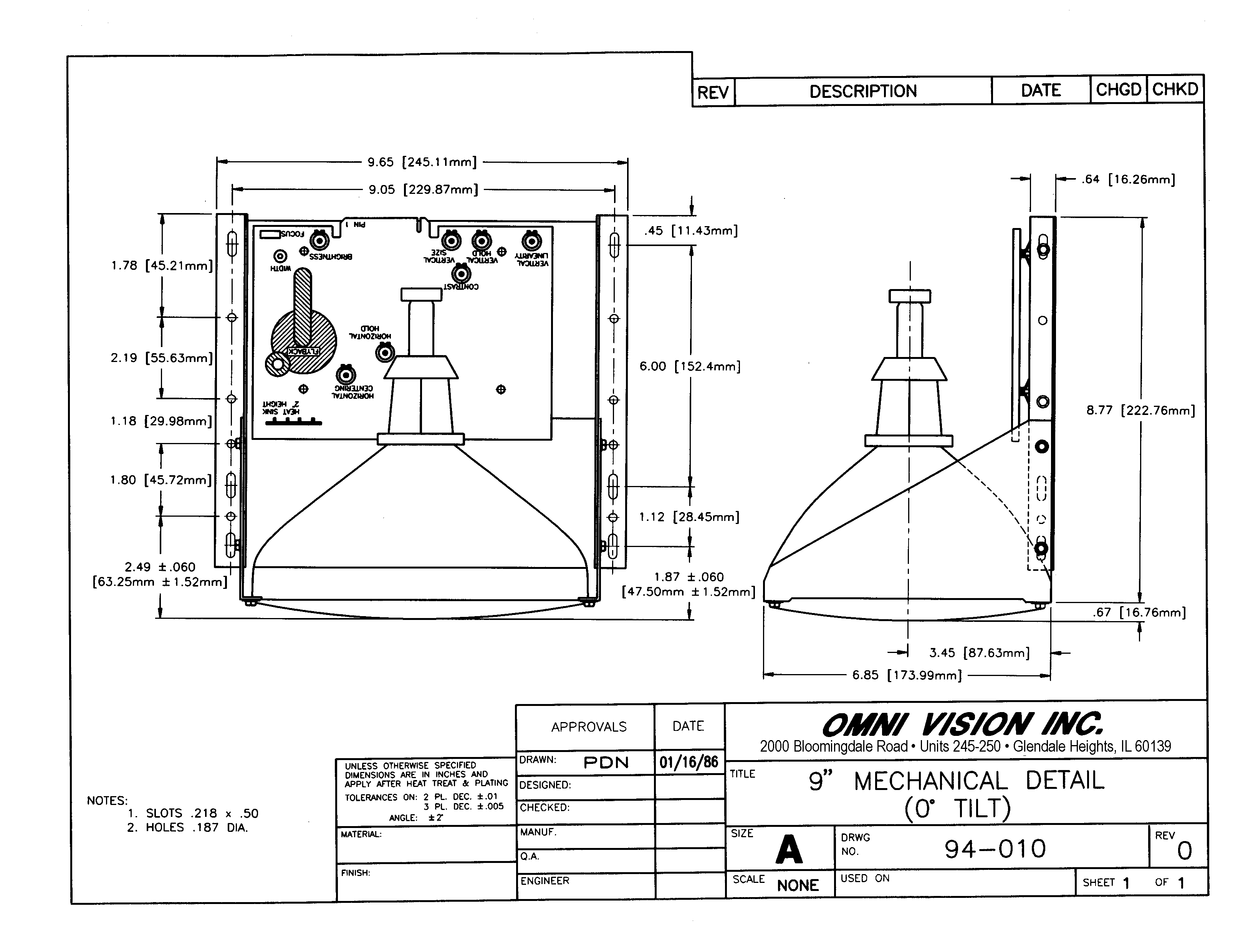 Industrial Monitor- Monochrome CRT Display
9 inch Open Frame or Kit Monitor drawing
